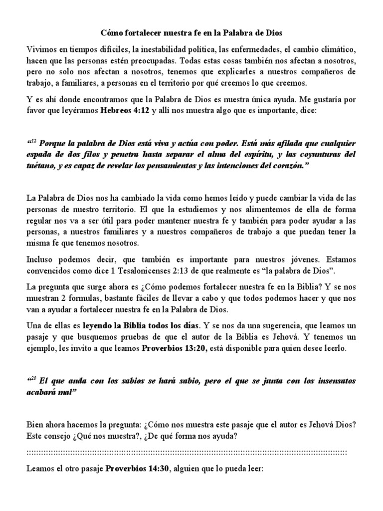 Fortaleciendo la fe en la Biblia | PDF | Biblia | Dios