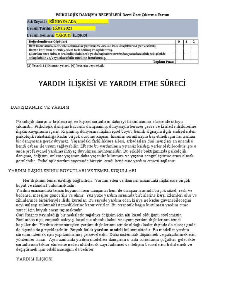 Psikoloji Danışma Becerileri Ozet2 Pdf