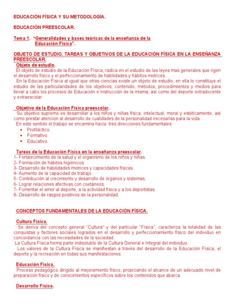 Metodología en Educación Física Infantil | PDF | Educación de la ...