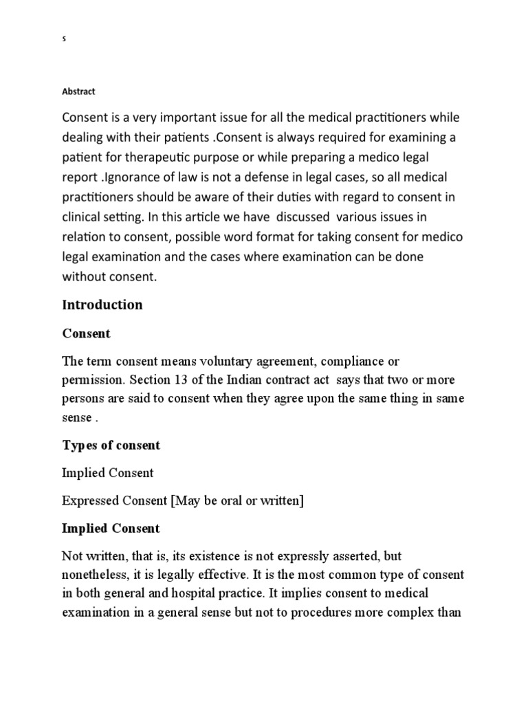 Role of Consent in Medical Practice | PDF | Consent | Informed Consent