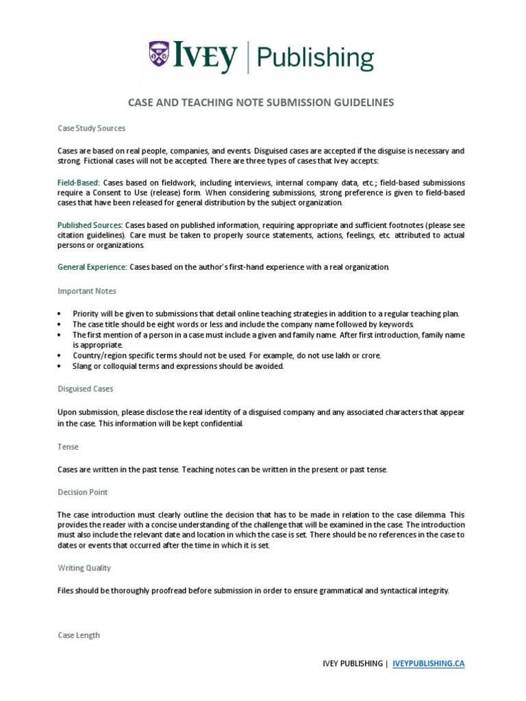 Ivey Publishing Submission Guidelines PDF Copyright Citation