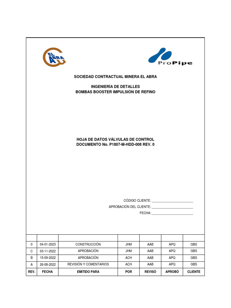 Hoja de Datos Válvulas P1807-M-HDD-008 | PDF | Ingeniería mecánica ...