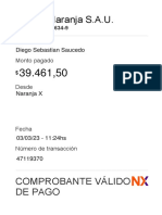 Tarjeta Naranja S.A.U.: Comprobante Válido de Pago