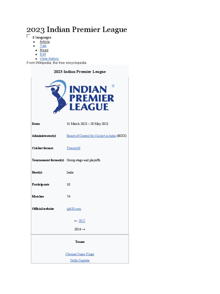 Ipl 2023 | PDF