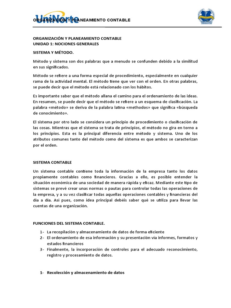 UNIDAD I Organizacion y Planeamiento Contable | PDF | Contabilidad ...