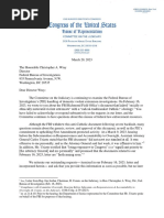 Judiciary Committee Letter To Christopher Wray Over The FBI's Handling of Domestic Violent Extremism Investigations