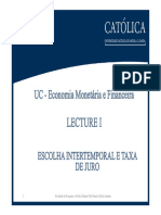 Lecture I - Escolha Intertemporal e Taxa de Juro