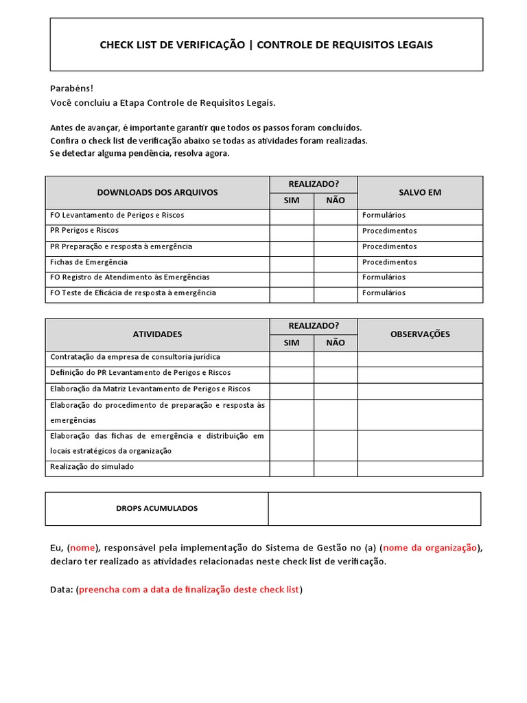 Check List de Requisitos Legais | PDF
