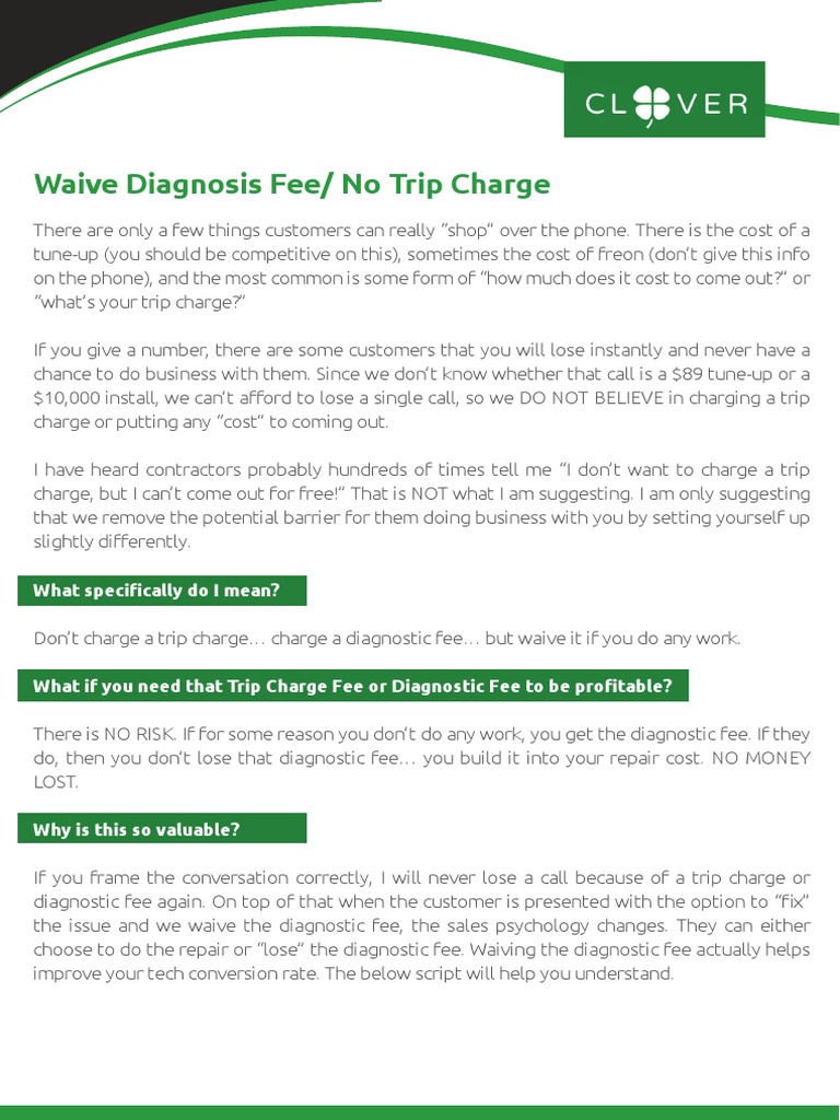 Waive Diagnosis Fee PDF PDF Fee Business