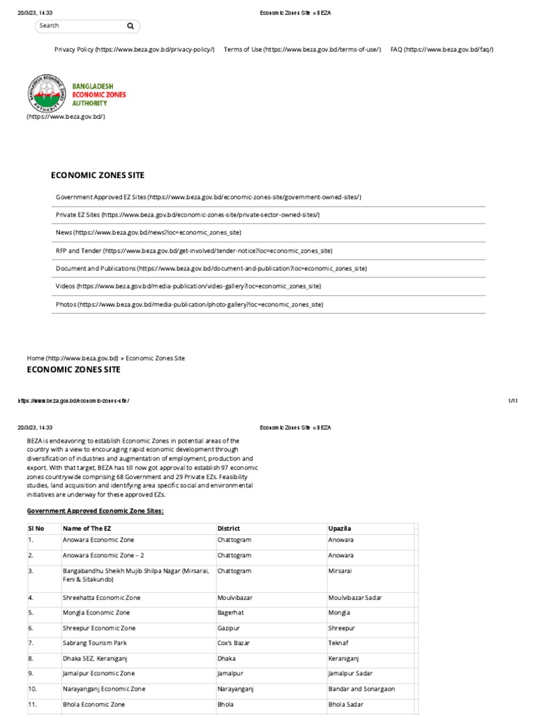 Economic Zones Site BEZA PDF | PDF | Bangladesh | Foreign Direct Investment