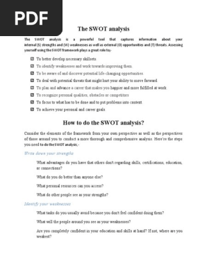 Personal SWOT analysis