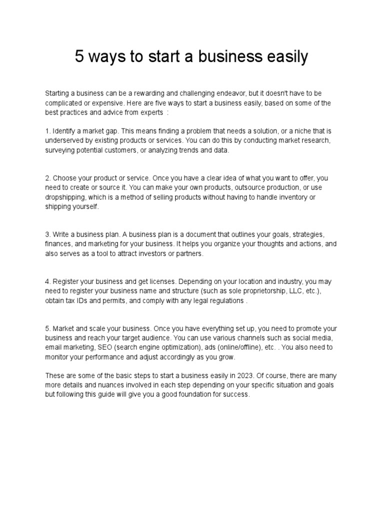 Starting a business easily pdf
