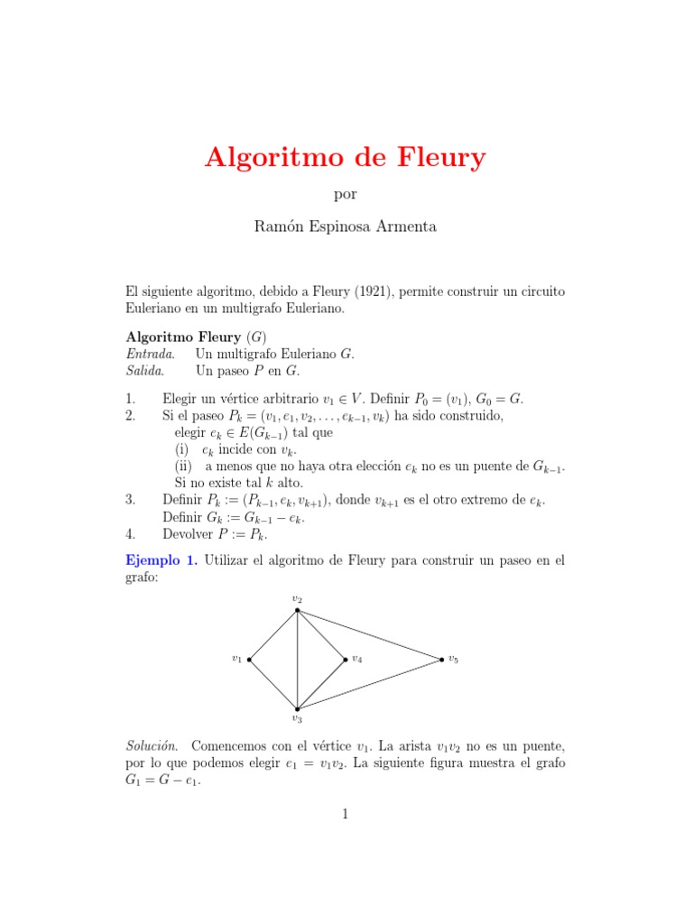 Algoritmo de Fleury y Circuitos Eulerianos | PDF | Teoría de grafos ...