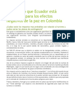 Correa Dijo Que Ecuador Está Preparado para Los Efectos Negativos de La Paz en Colombia