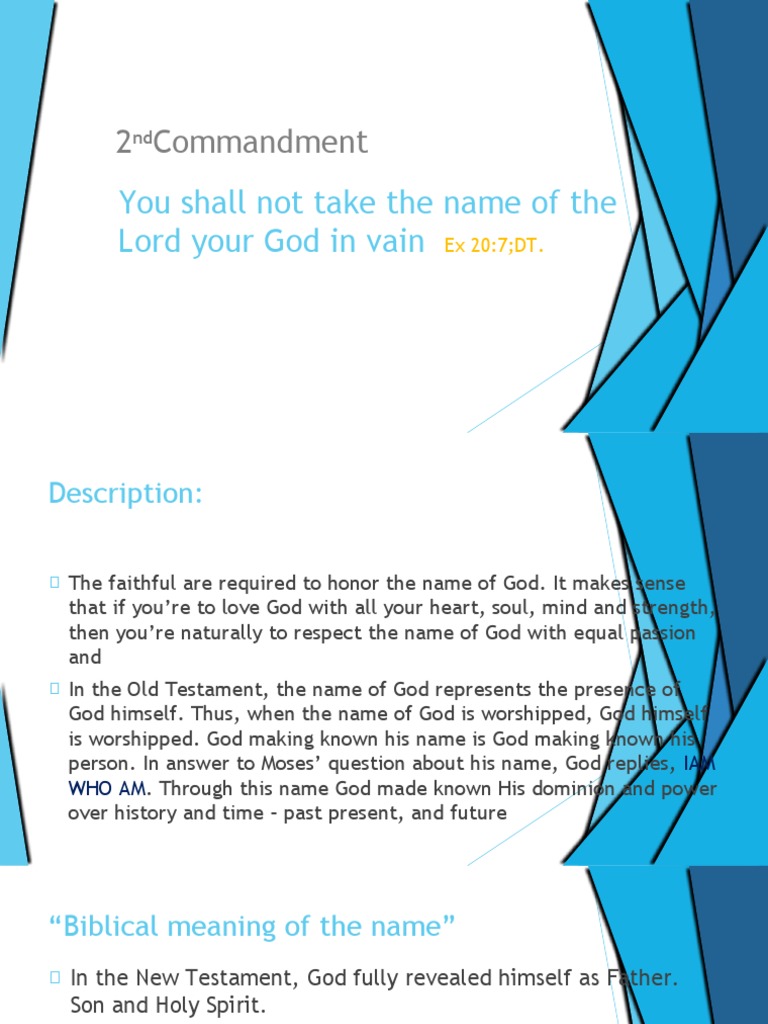 THE 2nd COMMANDMENT PDF Profanity Jesus