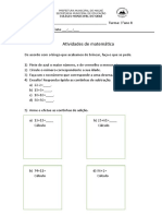 Atividades de matemática para alunos do 3o ano