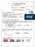 Avaliação de Matemática do 3o Trimestre da Escola Municipal Sebastião Albano