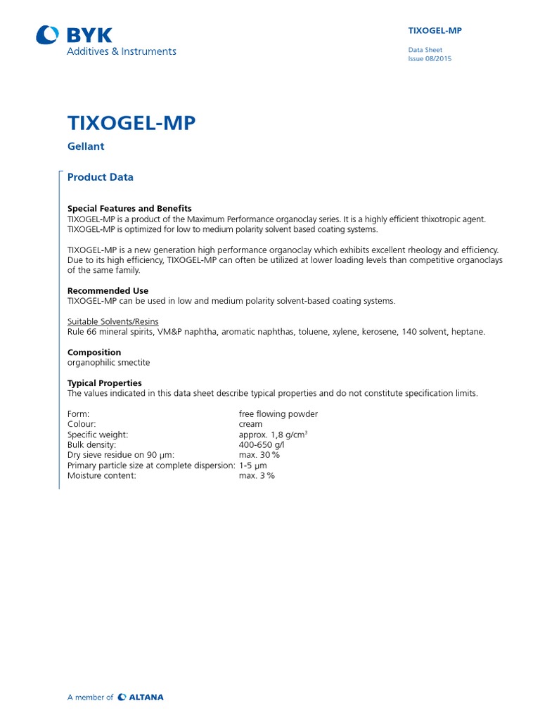 Tixogel MP TDS (En) | Download Free PDF | Solvent | Paint