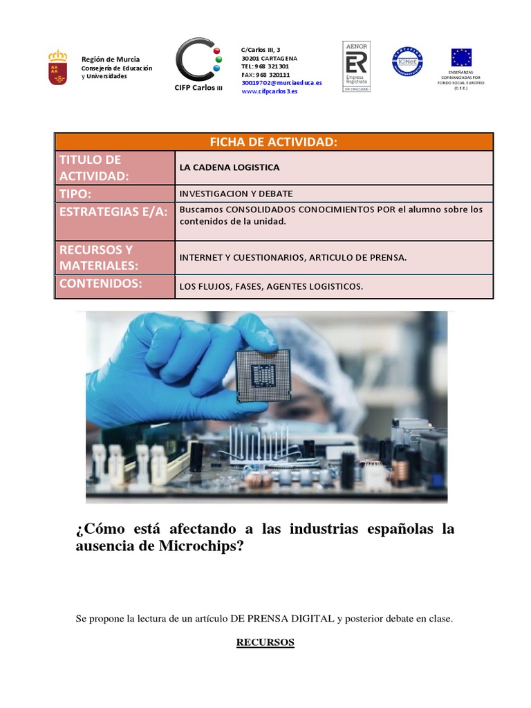 Tarea 1.0 Crisis Microchips PDF Circuito integrado Semiconductores