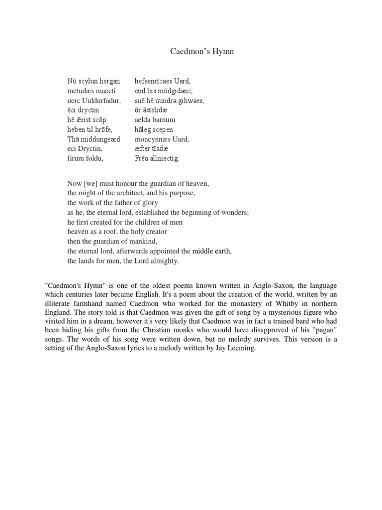 Why Was It Significant That Caedmon’S Dream Take Place – JZIPJK