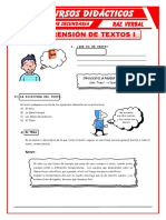 Comprensión de Textos para Segundo de Secundaria