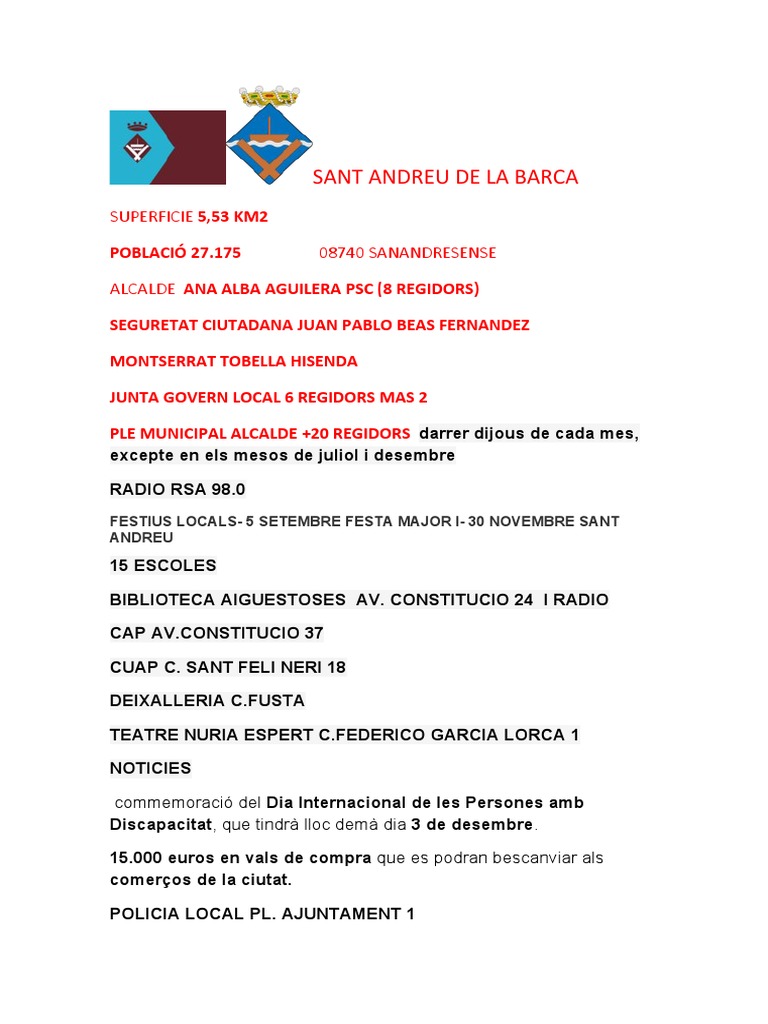 Sant Andreu de La Barca: Superficie 5,53 Km2 | PDF