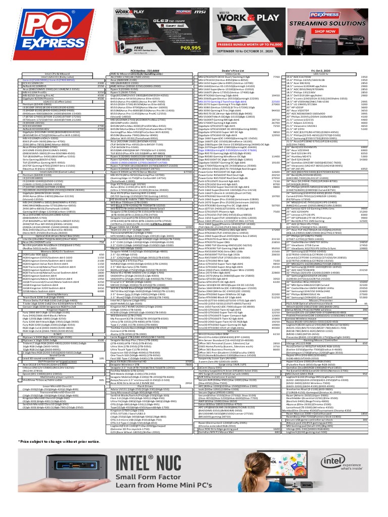 PC Express Dealers Pricelist Oct 2 2020 | PDF | Computer Engineering ...