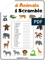 Wild Animals Word Scramble Game