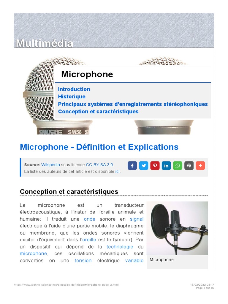 Types et fonctionnement des microphones | PDF | Microphone | Son (physique)