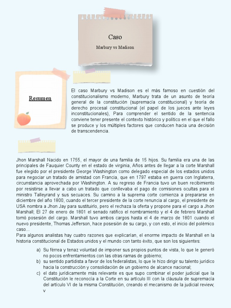 Análisis del caso Marbury vs Madison | PDF | Constitución | John Adams