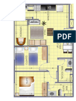 Plano de apartamento com 48m2