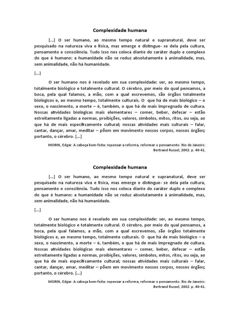 Complexidade Humana | PDF | Humano | Complexidade