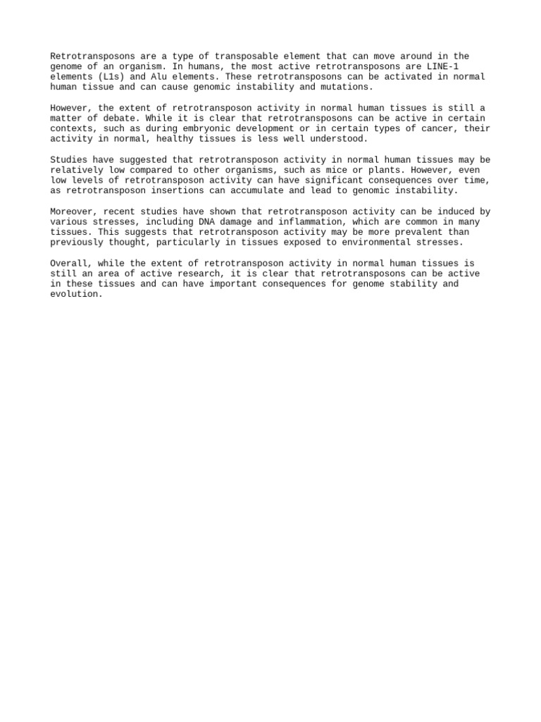 Retrotransposons Activity | PDF
