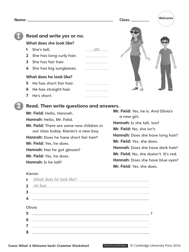 Guess What 4 Ae Welcome Grammar Worksheet Pdf