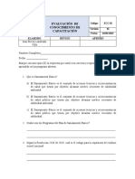 Evaluación de Conocimiento de La Capacitación