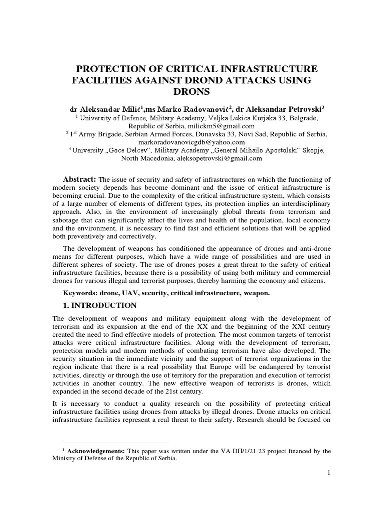 Protecting Critical Infrastructure from Drones | PDF | Unmanned Aerial ...