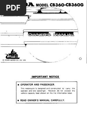 Honda CB360 Owners Manual | PDF