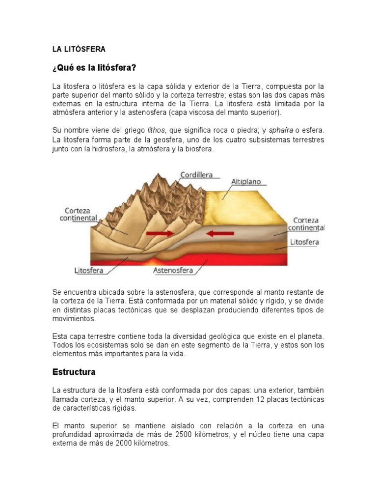 La Litósfera | PDF | Tierra | Roca (geología)