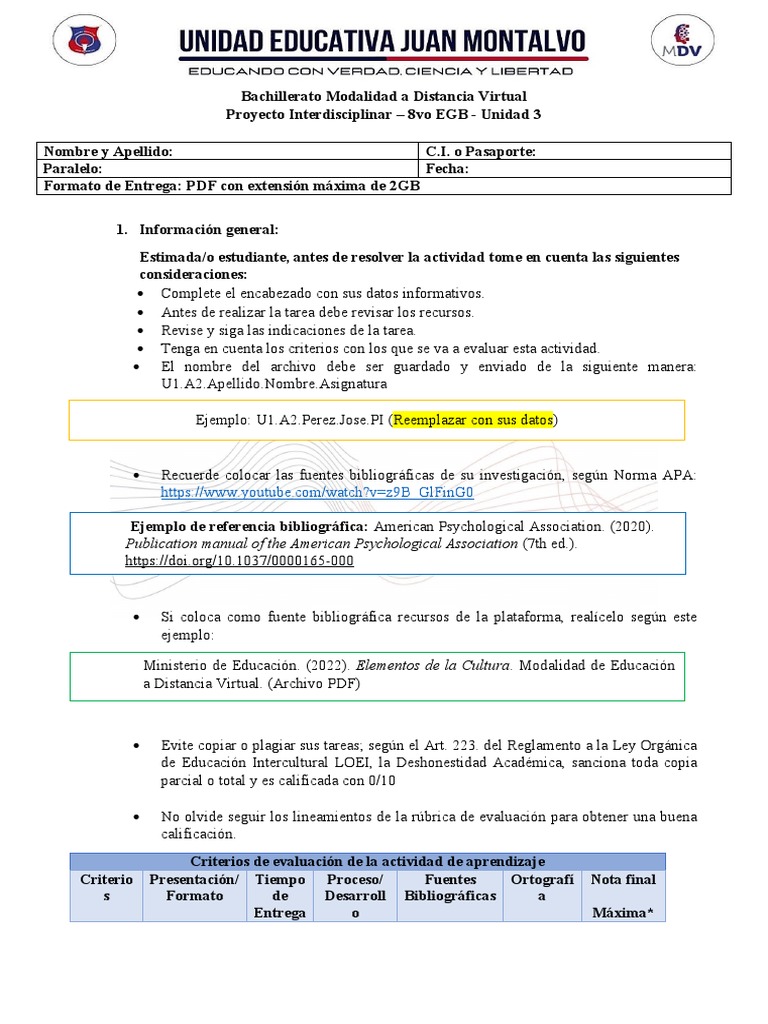 C10-Actividad de Aprendizaje 1 Unidad 3 | PDF