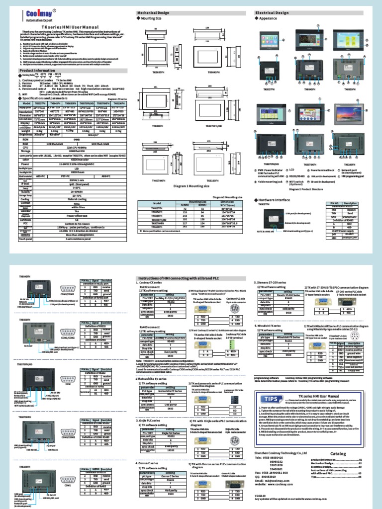 Coolmay TK Series HMI User Manual | PDF | Electrical Connector | User ...
