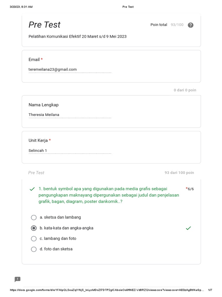 Pre Test Pelatihan Komunikasi Efektif | PDF | Komputer