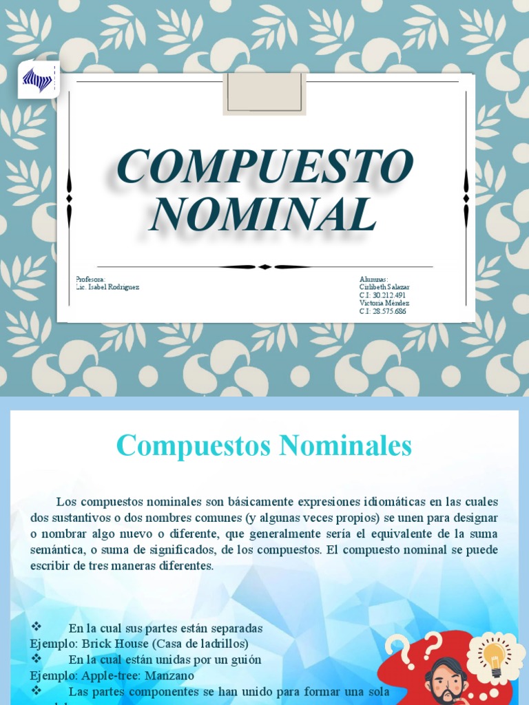 Compuestos Nominales en Inglés | PDF | Artes del Lenguaje y ...