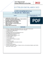 Lista de Utiles 2022 Primer Grado