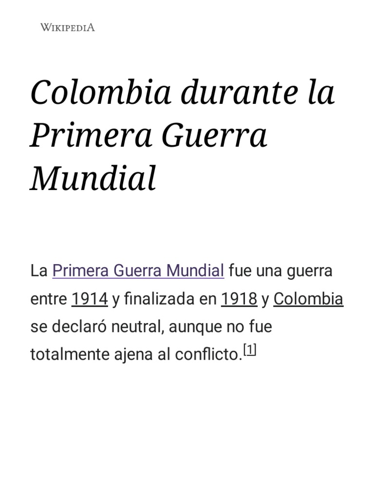 Colombia y la Primera Guerra Mundial | PDF | Primera Guerra Mundial ...