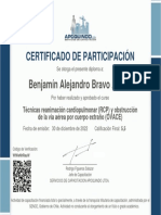 Curso RCP y OVACE certificado participación