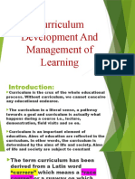 Curriculum Development and Management of Learning