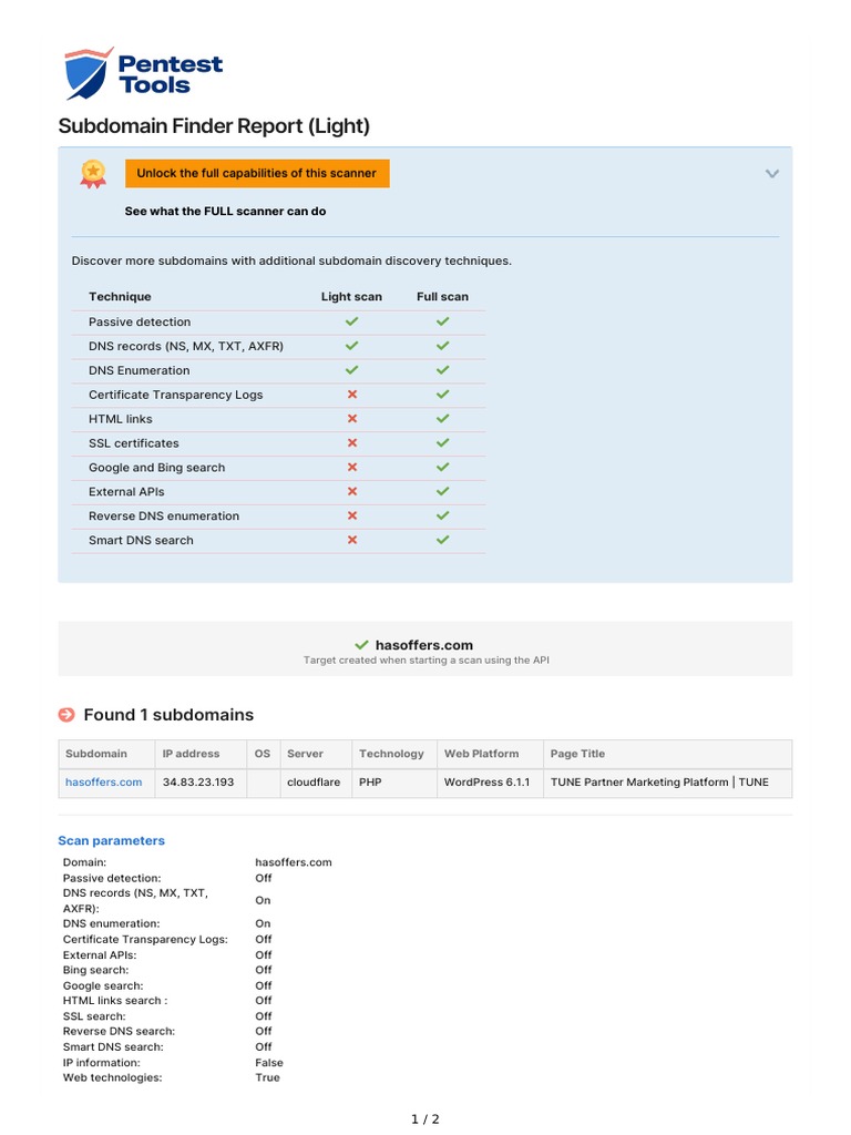 Subdomain Finder Report Overview | PDF