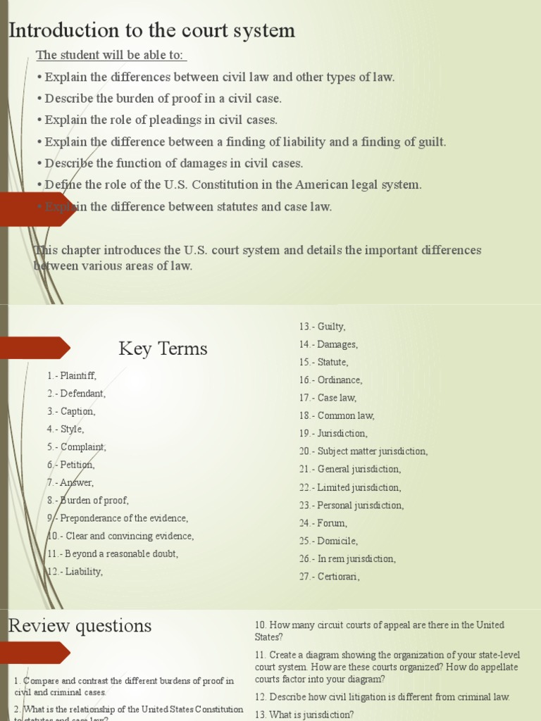 Civil Law Basics for Students | PDF | Burden Of Proof (Law) | Lawsuit