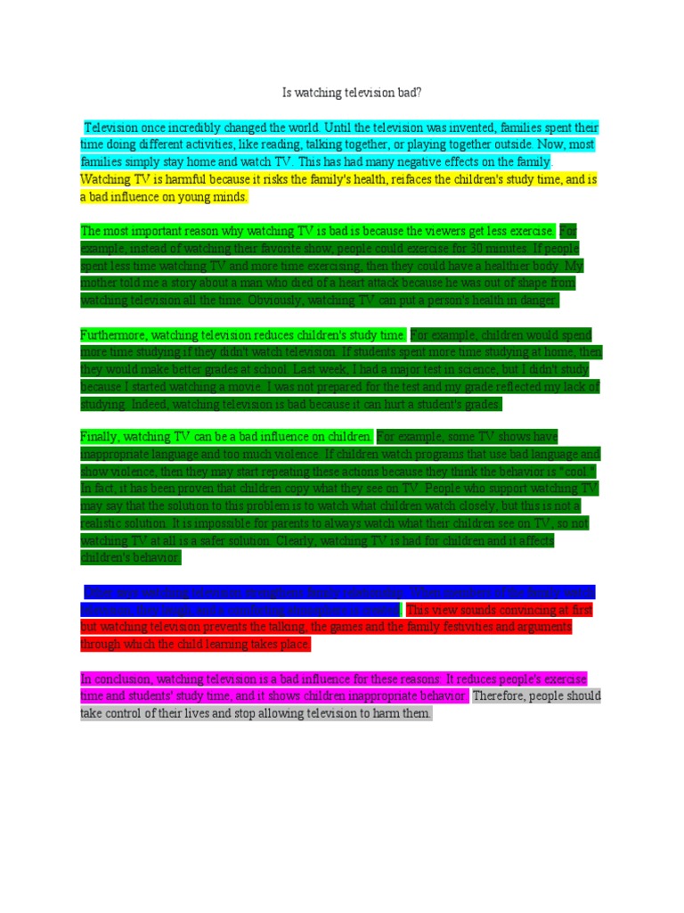 Is Watching Television Bad PDF Violence Reason