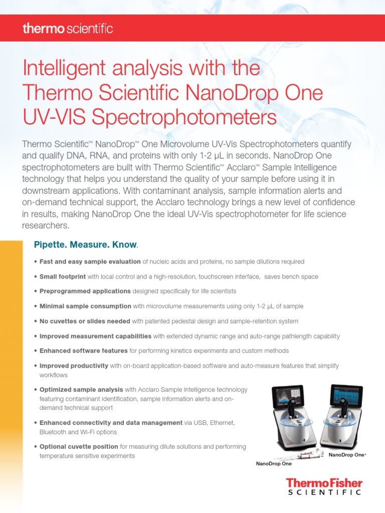 NanoDrop Internal Comparison Chart PDF Spectrophotometry